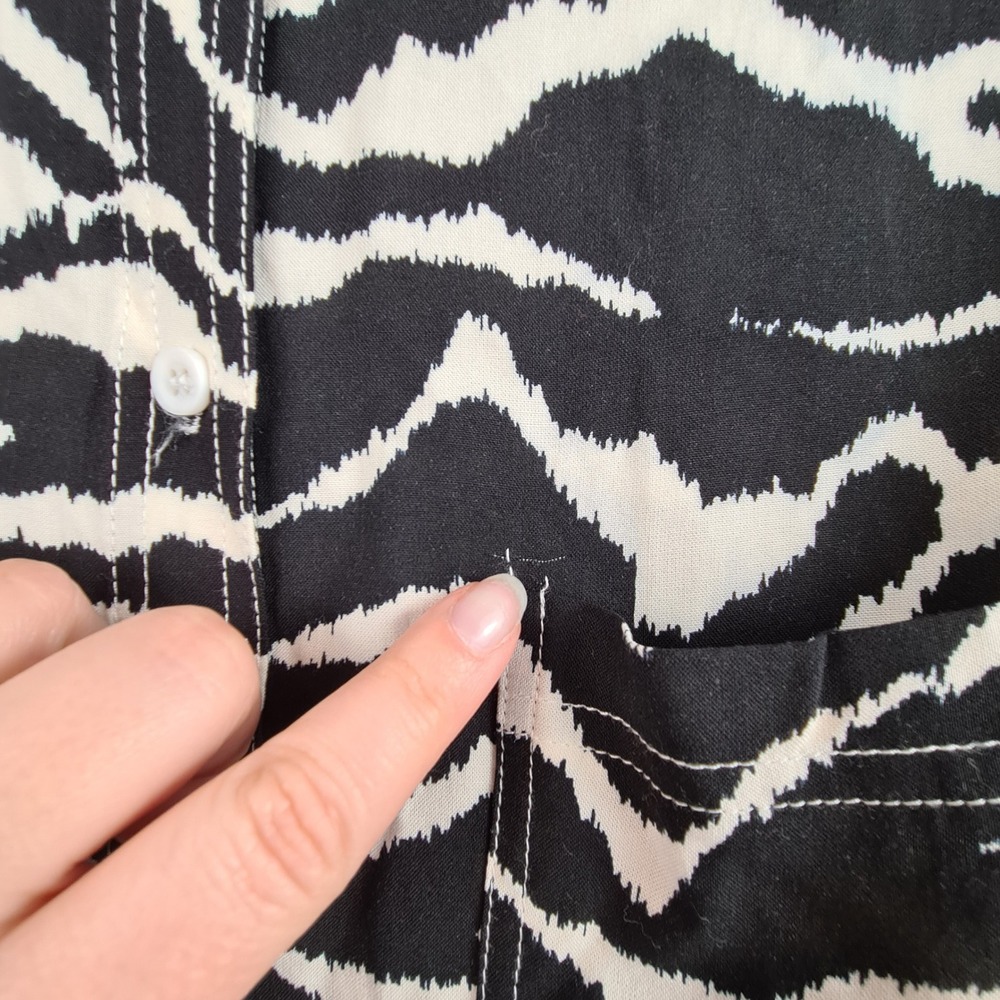 Casa Cabana Zebra Print Button Down Shirt XL Black White Rayon Roll Tab Sleeve - Picture 3 of 9